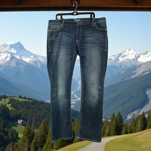 ROCK 47 BY WRANGLER WOMEN'S BLUE JEANS 39 WAIST AND 33 INSEAM ULTRA LOW RISE‎